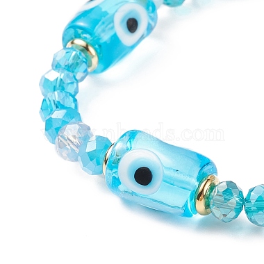 Column with Evil Eye Lampwork & Glass Beaded Stretch Bracelet for Women(BJEW-JB08634-01)-4