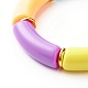 Chunky Curved Tube Acrylic Beads Stretch Bracelet for Girl Women(BJEW-JB06684-02)-5