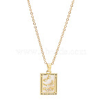 Brass with Cubic Zirconia Pendants Necklaces, Tarot, Lead Free & Nickel Free & Cadmium Free, Moon, 17.72~17.91 inch(45~45.5cm), end extender: 60~62mm long, pendants: 22~27.5x11~15mm(NJEW-LP0001-45B-G)