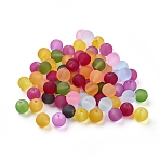 Baking Paint Transparent Glass Beads Strands, for Beading Jewelry Making, Frosted, Round, Mixed Color, 8mm, Hole: 1~1.6mm(X-GGB8MMY-DKM)