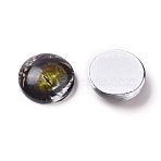 Glass Cabochons, Half Round/Dome with Animal Eye Pattern, Dark Khaki, 9.9x3.9mm(GLAA-WH0015-22A-02)