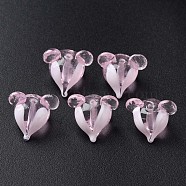 Handmade Transparent Lampwork Beads, Mouse, Pink, 16~17x17~18x16~18mm, Hole: 1.8mm(LAMP-T011-12F)