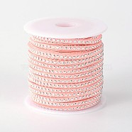 Rivet Faux Suede Cord, Faux Suede Lace, with Aluminum, Pink, 3x2mm, about 20yards/roll(LW-M001-12)