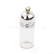 Glass Bottle Pendants, with Plastic Cap, Openable Perfume Bottle, Refillable Bottles, Clear, 34.5mm, Hole: 2.5mm(GLAA-H105-14A)