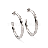 304 Stainless Steel Stud Earrings for Women, C-Shaped, Stainless Steel Color, 40x4mm, Pin: 0.7mm(EJEW-G346-07A-P)