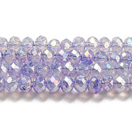 Transparent Baking Painted Glass Beads Strands, AB Color, Faceted, Round, Medium Purple, 3x2.5mm, Hole: 0.7mm, about 156~159pcs/strand, 14.80~14.96 inch(37.6~38cm)(DGLA-F002-02B-08)