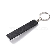 Ferroalloy, Plastic and Acrylic Keychain, with Glitter Powder, Contactless Card Extractor, for Long Nail Card Extractor Keychain with Card Puller for Girls, Rectangle, Black, 15.5cm(KEYC-C048-02D)