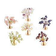 Natural Gemstone Chips Display Decorations, with Golden Plated Brass Wires, Lucky Tree, 24~27x32~41x33~42mm(G-Z016-13)