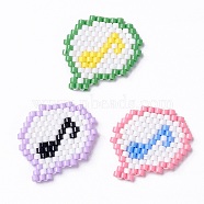 3Pcs 3 Color Handmade MIYUKI Japanese Seed Loom Pattern Seed Beads, Flat Round with Musical Note Pattern Pendants, Mixed Color, 18.5x19x1.8mm, Hole: 0.7mm, 1Pc/color(PALLOY-MZ00071)