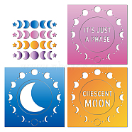 Carbon Steel Cutting Dies Stencils, for DIY Scrapbooking, Photo Album, Decorative Embossing Paper Card, Stainless Steel Color, Moon Phase Pattern, 83~107x75~107x0.8mm, 2pcs/set(DIY-WH0309-1175)