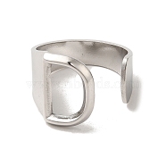 201 Stainless Steel Finger Rings, Letter D, Inner Diameter: 18mm(RJEW-H223-04P-D)