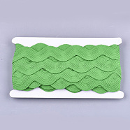 Polyester Ribbons, Wave Shape, Lime Green, 38~40mm, 10yard/card(SRIB-S050-E04)