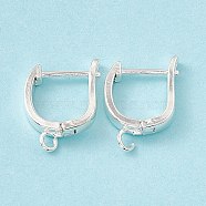 Brass Hoop Earring Findings with Latch Back Closure, with Horizontal Loops, Cadmium Free & Lead Free, Long-Lasting Plated, 925 Sterling Silver Plated, 16.5x12x2.5mm, Hole: 2mm, Pin: 0.9mm(KK-A172-19S)