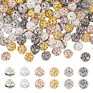 Globleland 300Pcs 6 Colors Alloy Rhinestone Beads, Hollow, Round, Mixed Color, 8x7.5mm, Hole: 1mm, 50Pcs/color(FIND-GL0001-23)