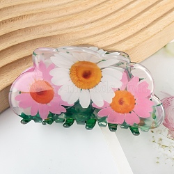 PVC Claw Hair Clips, Flower, White, 83x45mm(PW-WG11502-06)