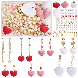 DIY Heart Drop Earring Making Kit, Including Shell & Brass Enamel & Acrylic & 201 Stainless Steel Charms, Glass & Plastic Heart Beads, Iron Stud & Brass Hoop Earring Finding, Golden(DIY-SZ0009-25)