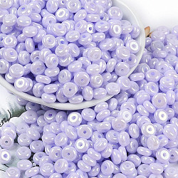 Opaque Colours Luster Glass Seed Beads, Donut, Lilac, 6.5x3mm, Hole: 1.8mm, about 1363pcs/pound(SEED-P008-01C-10)