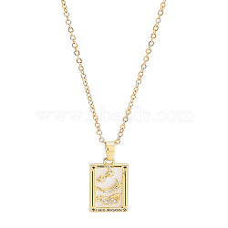 Brass with Cubic Zirconia Pendants Necklaces, Tarot, Lead Free & Nickel Free & Cadmium Free, Moon, 17.72~17.91 inch(45~45.5cm), end extender: 60~62mm long, pendants: 22~27.5x11~15mm(NJEW-LP0001-45B-G)