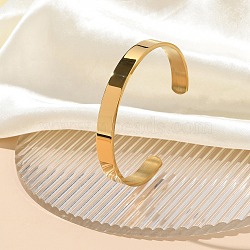 304 Stainless Steel Plain Cuff Bangles for Women, Real 18K Gold Plated, Inner Diameter: 2-1/2 inch(6.35cm)(BJEW-P344-01B-G)