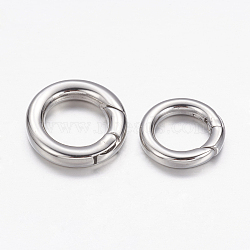 Tarnish Resistant 304 Stainless Steel Spring Gate Rings, O Rings, Ring, Stainless Steel Color, 15x2.8mm, Inner Diameter: 9.6mm(STAS-G134-13P-15mm)