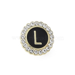 Letter Enamel Pins, Alloy Brooches for Backpack Clothes, with Clear Cubic Zirconia , Letter L, 17.8x17mm(JEWB-S042-03L-G)