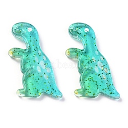 Acrylic Pendants, Glitter Powder, Gradient Color, Dinosaur, Turquoise, 29x16x3.5mm, Hole: 1.5mm(MACR-O044-02E)