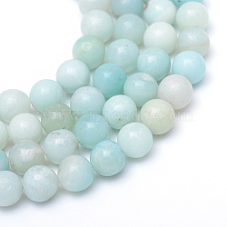 Round Natural Grade A Amazonite Bead Strands, 6mm, Hole: 1mm, about 65pcs/strand, 15.7 inch(X-G-R345-6mm-16)