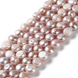 Natural Cultured Freshwater Pearl Beads Strands, Two Sides Polished, Grade 4A, Lavender Blush, 9.5~11x6.5~8mm, Hole: 0.7mm, about 37pcs/strand, 14.02''~14.09''(35.6~35.8cm)(PEAR-E018-93)
