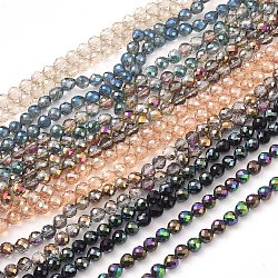 Electroplate Glass Beads Strands, Faceted, Round, Mixed Color, 6mm, Hole: 1.2mm, about 78pcs/strand, 18.9 inch(48cm)(EGLA-L018-A)