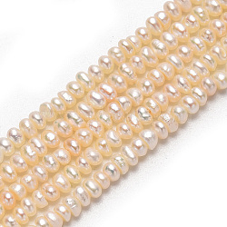 Grade AA Natural Cultured Freshwater Pearl Beads Strands, Two Sides Polished, Creamy White, 3~4mm, Hole: 0.8mm,  about 110pcs/strand, 13.6 inch(PEAR-L003-B-03-01)