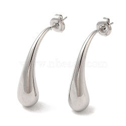 304 Stainless Steel Stud Earrings, Teardrop, Stainless Steel Color, 29.5x7.5mm(EJEW-Z022-31P)