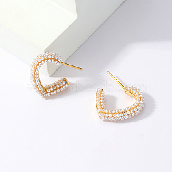 Elegant and Versatile Heart-shaped Faux Pearl Earrings, Real 18K Gold Plated, 23x20mm(RL5120)