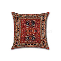 Square Cotton Linen Pillow Covers, Persian Style Pattern Cushion Cover, for Couch Sofa Bed, Square, without Pillow Filling, Dark Red, 450x450mm(PW22111463366)