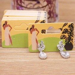 Rectangle Paper One Pair Earring Display Cards with Hanging Hole, Jewelry Display Cards for Earring Storage, Women Pattern, 3.5x5x0.05cm, Hole: 1mm and 24x9mm(CDIS-C004-04B)
