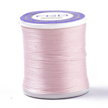 Nylon 66 Coated Beading Threads for Seed Beads, Pink, 0.1mm, about 54.68 yards(50m)/roll