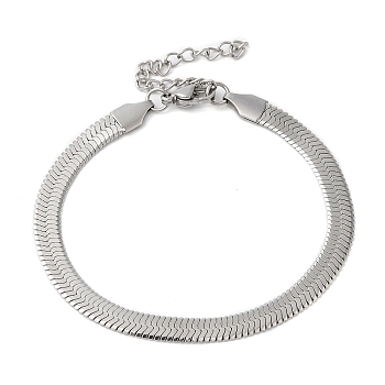 304 Stainless Steel Herringbone Chain Bracelet for Men Women, Stainless Steel Color, 7 inch(17.7cm)