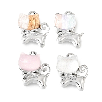 Alloy Resin Pendants, Kawaii Cat Shape Charms, Mixed Color, 17x14x5mm, Hole: 1.5mm