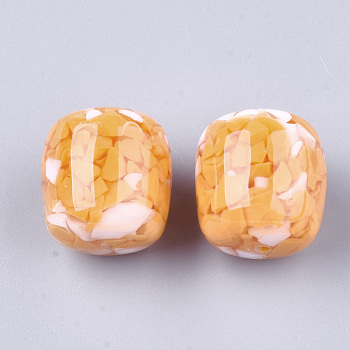 Resin Beads, Imitation Gemstone Chips Style, Barrel, Dark Orange, 22x21mm, Hole: 2mm