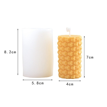 Food Grade DIY Silicone Candle Molds, For Candle Making, Column with Flower, White, 5.8x8.2cm