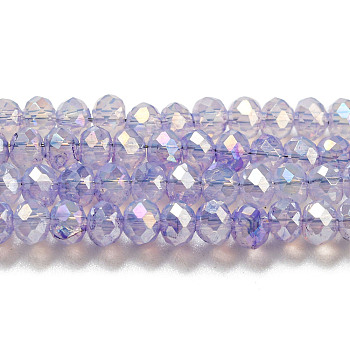 Transparent Baking Painted Glass Beads Strands, AB Color, Faceted, Round, Medium Purple, 3x2.5mm, Hole: 0.7mm, about 156~159pcs/strand, 14.80~14.96 inch(37.6~38cm)