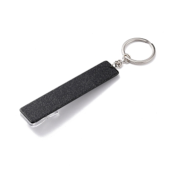 Ferroalloy, Plastic and Acrylic Keychain, with Glitter Powder, Contactless Card Extractor, for Long Nail Card Extractor Keychain with Card Puller for Girls, Rectangle, Black, 15.5cm