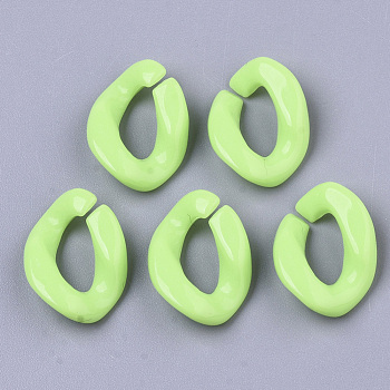 Opaque Acrylic Linking Rings, Quick Link Connectors, For Jewelry Curb Chains Making, Twist, Pale Green, 19x13x4mm, Inner Diameter: 5x9mm, about 1250pcs/500g