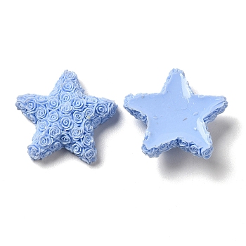 Opaque Resin Cabochons, Star, Cornflower Blue, 23.5x25x7.5mm