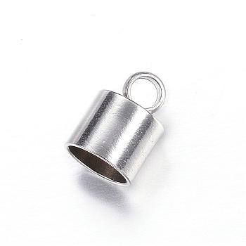 202 Stainless Steel Cord Ends, Stainless Steel Color, 10x7mm, Hole: 3mm, Inner Diameter: 6mm