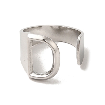 201 Stainless Steel Finger Rings, Letter D, Inner Diameter: 18mm