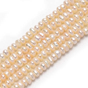 Grade AA Natural Cultured Freshwater Pearl Beads Strands, Two Sides Polished, Creamy White, 3~4mm, Hole: 0.8mm,  about 110pcs/strand, 13.6 inch