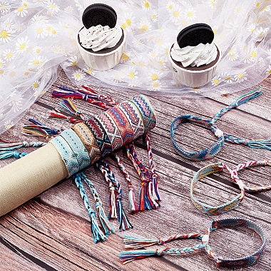 12Pcs 12 Colors Polyester Braided Cord Bracelets Set(BJEW-AN0001-56)-5