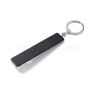 Black Rectangle Alloy+Other Material Keychain