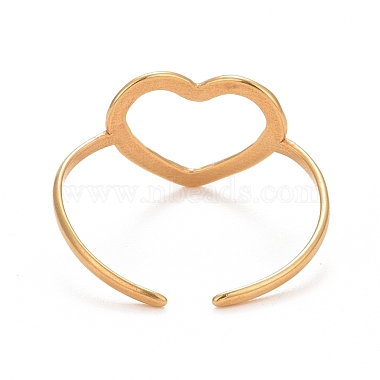 Ion Plating(IP) 304 Stainless Steel Open Heart Cuff Ring for Women(RJEW-C025-23G)-3