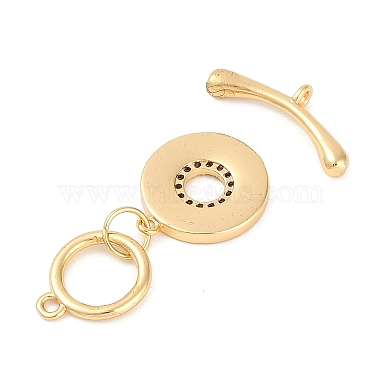 Brass Micro Pave Clear Cubic Zirconia Toggle Clasps(KK-K391-26G)-3